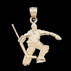 14K Yellow Gold Hockey Player Pendantyellow 