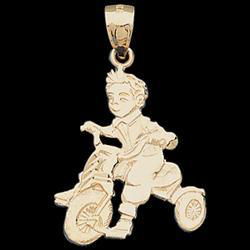 14K Yellow Gold Boy On Bike Pendantyellow 