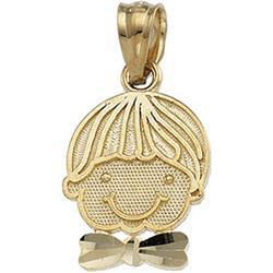 14K Yellow Gold Boy's Head Pendantyellow 