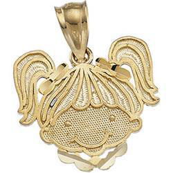 14K Yellow Gold Girl's Head Pendantyellow 