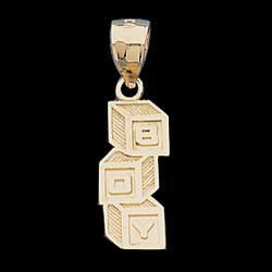 14K Yellow Gold Boy Block Pendantyellow 