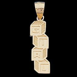 14K Yellow Gold Girl Block Pendantyellow 