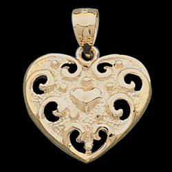 14K Yellow Gold Heart Design Pendantyellow 