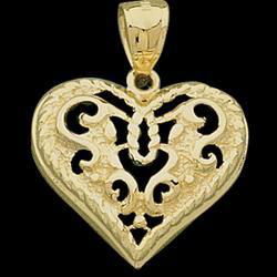 14K Yellow Gold Heart Design Pendantyellow 