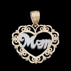 14K Two Tone Gold Mom Heart Pendanttwo 