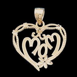 14K Yellow Gold Mom Heart Pendantyellow 