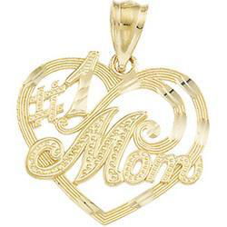 14K Yellow Gold #1 Mom Heart Pendantyellow 