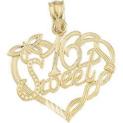 14K Yellow Gold Sweet Sixteen Heart Pendantyellow 