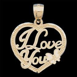 14K Yellow Gold I Love You Heart Pendantyellow 