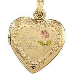 14K Three Tone Gold I Love You Heart Shaped Lockettone 