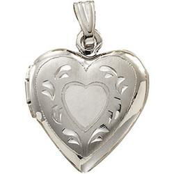 14K White Gold Heart Shaped Locketwhite 