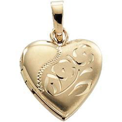 14K Yellow Gold Heart Shaped Locketyellow 