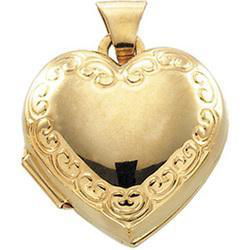 14K Yellow Gold Heart Shaped Locketyellow 