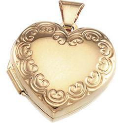 14K Yellow Gold Heart Shaped Locketyellow 