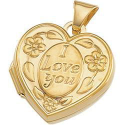 14K Yellow Gold I Love You Heart Shaped Locketyellow 