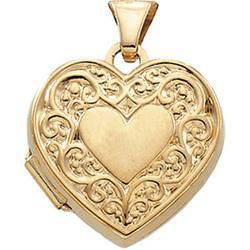 14K Yellow Gold Heart Shaped Locketyellow 