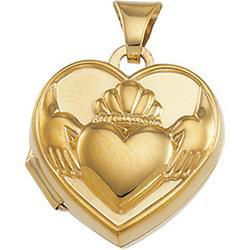 14K Yellow Gold Claddagh Heart Shaped Locketyellow 