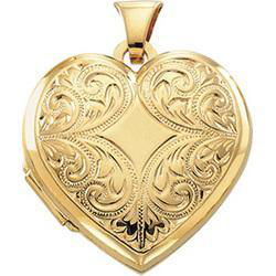 14K Yellow Gold Heart Shaped Locketyellow 