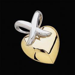 14K Two Tone Gold Heart Pendant With Bailtwo 