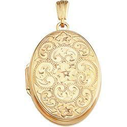 14K Yellow Gold Hand Engraved Scroll Locketyellow 