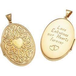 14K Yellow Gold Celtic Heart Pendant With Message On Backyellow 