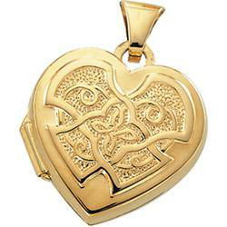 14K Yellow Gold Celtic Embossed Heart Locketyellow 