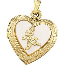 14K Yellow Gold Heart Design "I Love You" Locketyellow 