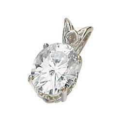 14K White Gold Created Moissanite Scroll Pendantwhite 