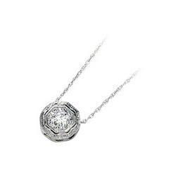 14K White Gold Created Moissanite Pendant Slide On 18 Inch Rope Chainwhite 