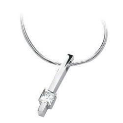 14K White Gold Created Moissanite Pendant Slide On 18 Inch Round Snake Chainwhite 