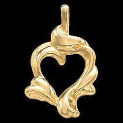 14K Yellow Gold Heart Shaped Pendantyellow 