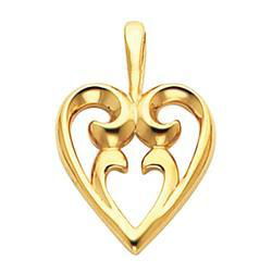 14K Yellow Gold Heart Shaped Pendantyellow 