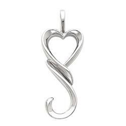 14K White Gold Heart Shaped Pendantwhite 