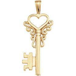 14K Yellow Gold Key Heart Pendantyellow 