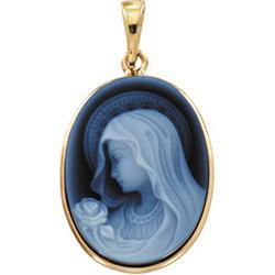 14K Yellow Gold Agate Cameo Madonna Pendantyellow 