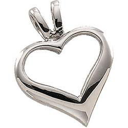 14K White Gold Heart Shaped Pendantwhite 