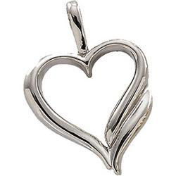 14K White Gold Heart Shaped Pendantwhite 