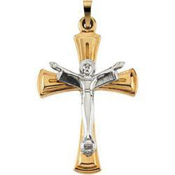 14K Two Tone Gold Christ Is Risen Crucifix Pendanttwo 