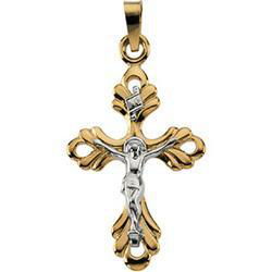 14K Two Tone Gold Crucifix Pendanttwo 