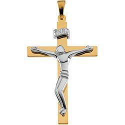 14K Two Tone Gold Crucifix Pendanttwo 