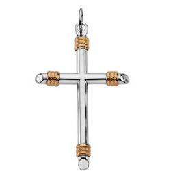 14K White Gold & Sterling Silver Cross Pendantwhite 