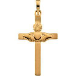 14K Yellow Gold Claddagh Cross Pendantyellow 