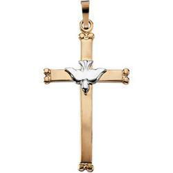 14K Two Tone Gold Holy Spirit Cross Pendanttwo 