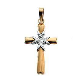 14K Two Tone Gold Cross Design Pendanttwo 