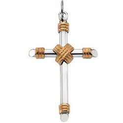 14K Yellow Gold & Sterling Silver Cross Pendantyellow 