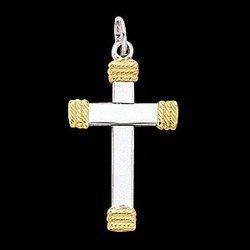 14K Yellow Gold & Sterling Silver Cross Pendantyellow 