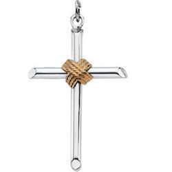 14K Yellow Gold & Sterling Silver Cross Pendantyellow 