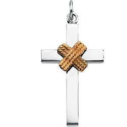 14K Yellow Gold & Sterling Silver Cross Pendantyellow 