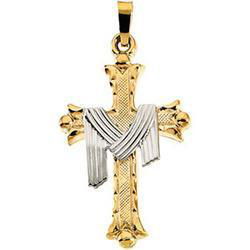 14K Two Tone Gold Robe Cross Pendanttwo 