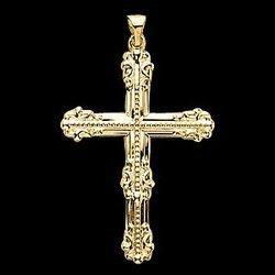 14K White Gold Large Fancy Cross Pendantwhite 